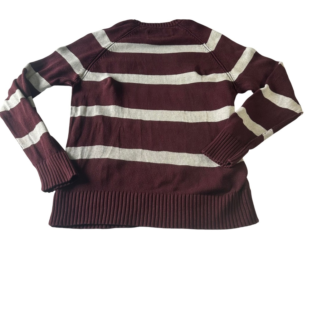 American Eagle Outfitters Mens Vintage Fit Striped Crewneck Sweater Burgundy L